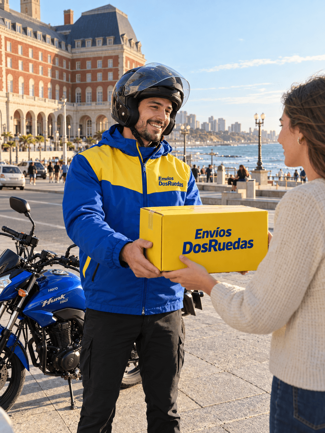 Repartidor DosRuedas entregando un paquete